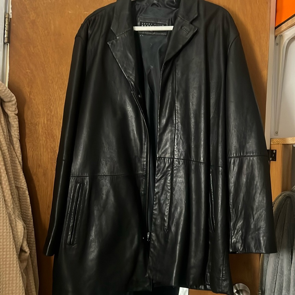 Perry Ellis black vintage leather jacket